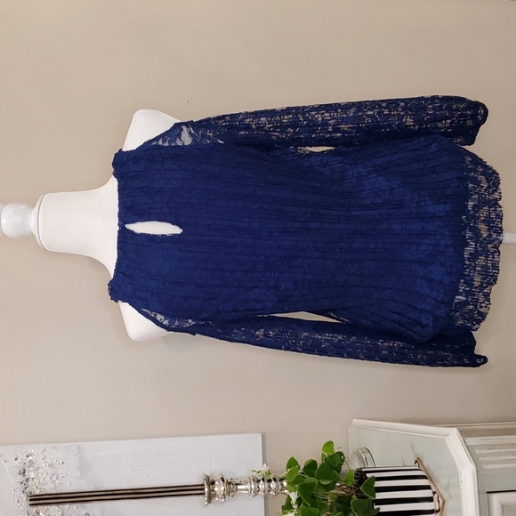 🎉HP🎉 INC International Concepts NWOT Size S Sapphire Blue Lace Top! 💙💘💙 - Picture 9 of 12